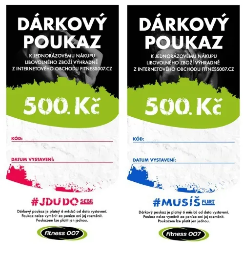 Elektronický dárkový poukaz v hodnotě 500Kč Fitness 007 (2 body)
